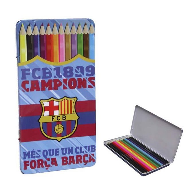 12 Lapices Colores en Caja Metal F.C. Ba